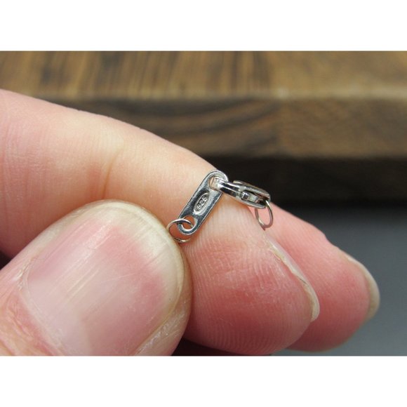 18" Sterling Silver Diamond Chip Heart In Heart Necklace Vintage Minimalist - Picture 5 of 7